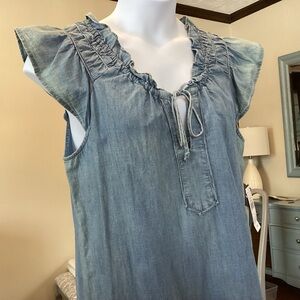 Isabel and Nina Denim Ruffle Collar Dress Siza L  NWT